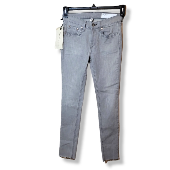 Rag & Bone Denim Burmese Gray Ankle Skinny Jean Raw Hem Sz 25 - Picture 1 of 10